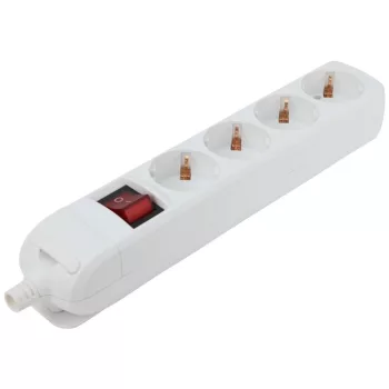   TRACON HUR-04K - Újravezetékezhető, hordozható elosztósáv 4×SCHUKO, max.16A, 250VAC