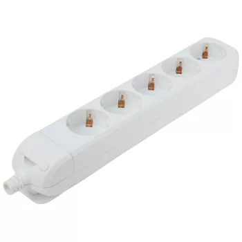   TRACON HUR-05 - Újravezetékezhető, hordozható elosztósáv 5×SCHUKO, max.16A, 230V
