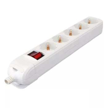   TRACON HUR-05K - Újravezetékezhető, hordozható elosztósáv 5×SCHUKO, max.16A, 250VAC