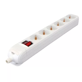   TRACON HUR-06K - Újravezetékezhető, hordozható elosztósáv 6×SCHUKO, max.16A, 250VAC