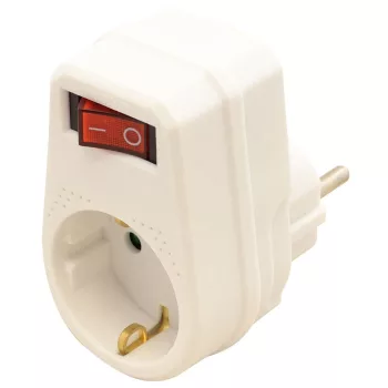   TRACON KACS1 - Csatlakozóaljzat adapter kapcsolóval, fehér 250 VAC 16 A 1×SCHUKO, max. 3680 W
