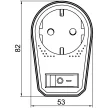 TRACON KACS1 - Csatlakozóaljzat adapter kapcsolóval, fehér 250 VAC 16 A 1×SCHUKO, max. 3680 W