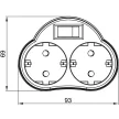 TRACON KACS2 - Csatlakozóaljzat adapter kapcsolóval, fehér 250 VAC 16 A 2×SCHUKO, max. 3680 W