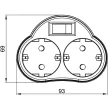 TRACON KACS2 - Csatlakozóaljzat adapter kapcsolóval, fehér 250 VAC 16 A 2×SCHUKO, max. 3680 W