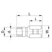 TRACON KCSH6 - Szigetelt rátolható csatlakozó hüvely, sárgaréz, kék 6,3×0,8mm, 2,5mm2