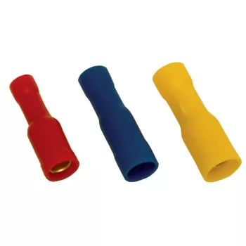   TRACON KHA4 - Szigetelt hengeres csatlakozó aljzat, elektrolitréz, kék 2,5mm2, (d1=2,1mm, d2=5mm), PVC