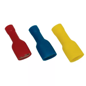   TRACON KTCSH5 - Teljes szigetelésű rátolható csatl. hüvely, sárgaréz, kék 2,5mm2, 4,8×0,8 mm