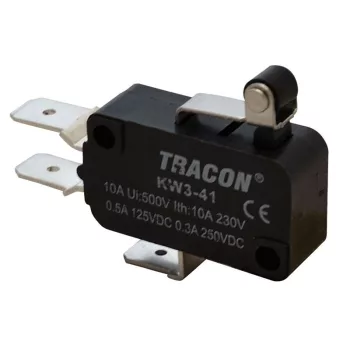   TRACON KW3-41 - Helyzetkapcsoló, mikro, karos-görgős 1×CO 10A/230VAC, 0,3A/250VDC, 15mm, 6,3x0,8 mm, IP00