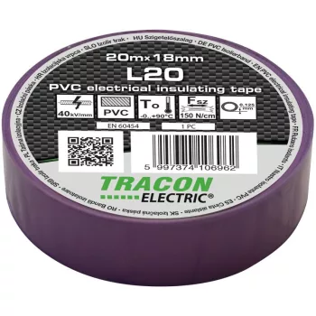   TRACON L20 - Szigetelőszalag, lila 20m×18mm, PVC, 0-90°C, 40kV/mm