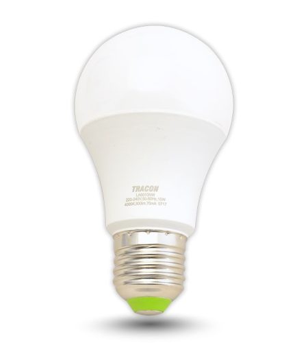 TRACON LA6010W - Gömb burájú LED fényforrás 230 V, 50 Hz, 10 W, 2700 K, E27, 935 lm, 200°, A60, EEI=F