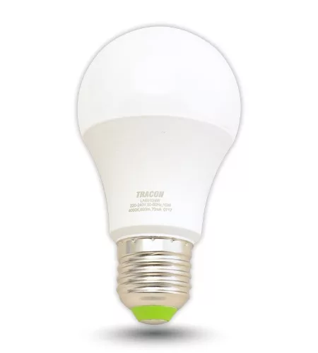 TRACON LA6010W - Gömb burájú LED fényforrás 230 V, 50 Hz, 10 W, 2700 K, E27, 935 lm, 200°, A60, EEI=F