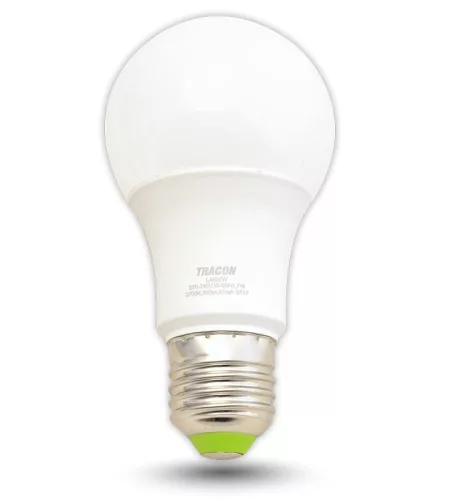 TRACON LA607W - Gömb burájú LED fényforrás 230 V, 50 Hz, 7 W, 2700 K, E27, 600 lm, 200°, A60, EEI=F
