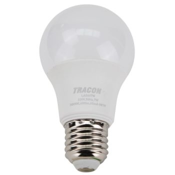   TRACON LAS607W - Gömb burájú LED fényforrás SAMSUNG chippel 230V,50Hz,7W,3000K,E27,600 lm,200°,A60,SAMSUNG chip, EEI=F