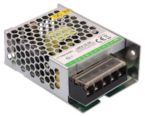 TRACON LDCV-15-24 - Fém házas LED meghajtó 90-264VAC/24VDC,15W,0-0,7A, IP20