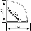 TRACON LEDSZPC - Alumínium profil LED szalagokhoz, sarok W=10mm, H=1m