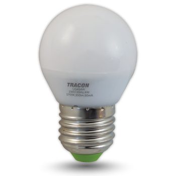   TRACON LG454W - Gömb búrájú LED fényforrás 230 VAC, 4 W, 2700 K, E27, 320 lm, 200°, G45, EEI=G