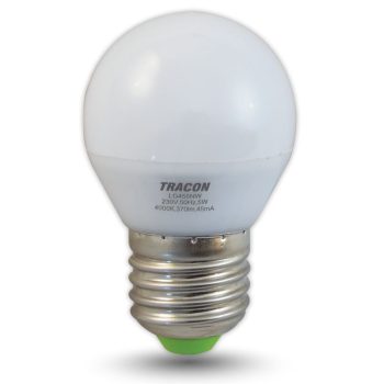   TRACON LG455NW - LED fényforrás 230 VAC, 5 W, 4000 K, E27, 380 lm, 200°, G45, EEI=G