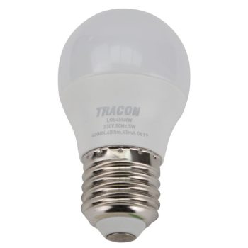   TRACON LGS455NW - Gömb burájú LED fényforrás SAMSUNG chippel 230V,50Hz,5W,4000K,E27,450lm,180°,G45,SAMSUNG chip, EEI=F
