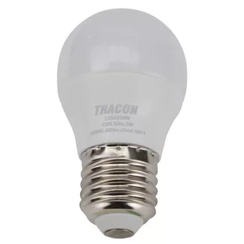   TRACON LGS455W - Gömb burájú LED fényforrás SAMSUNG chippel 230V,50Hz,5W,3000K,E27,430lm,180°,G45,SAMSUNG chip, EEI=F