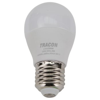   TRACON LGS458NW - Gömb burájú LED fényforrás SAMSUNG chippel 230V,50Hz,8W,4000K,E27,720 lm,180°,G45,SAMSUNG chip, EEI=F