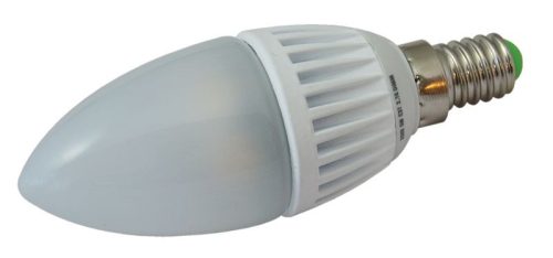 TRACON LGY5NW - Gyertya burájú LED fényforrás, tejüveg 230 V, 50 Hz, 5 W, 4000 K, E14, 380 lm, 180°, EEI=G
