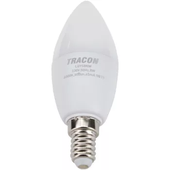   TRACON LGYS8NW - Gyertya búrájú LED fényforrásSAMSUNG chippel 230V,50Hz,8W,4000K,E14,720lm,180°,C37,SAMSUNG chip, EEI=F