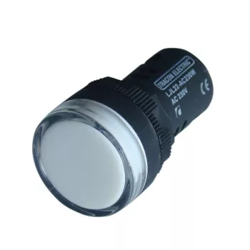   TRACON LJL16-WE - LED-es jelzőlámpa, fehér 230V AC/DC, d=16mm
