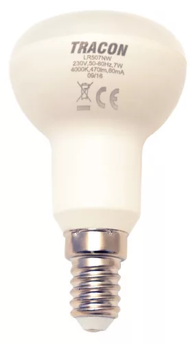 TRACON LR507W - LED reflektorlámpa 230 V, 50 Hz, E14, 7 W, 470 lm, 2700 K, 120°, EEI=G
