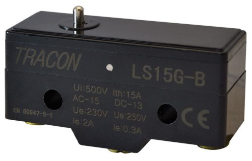 TRACON LS15G-B - Helyzetkapcsoló, ütközős 1xCO, 2A/230V AC-15, 0,3A/250V DC-13 IP00