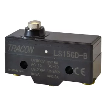   TRACON LS15GD-B - Helyzetkapcsoló, rövid kúpos, ütküzős 1xCO, 2A/230V AC-15, 0,3A/250V DC-13, IP00
