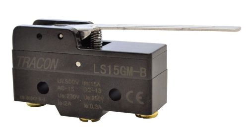TRACON LS15GM-B - Helyzetkapcsoló, rugószáras 1xCO, 2A/230V AC-15, 0,3A/250V DC-13, 49mm, IP00