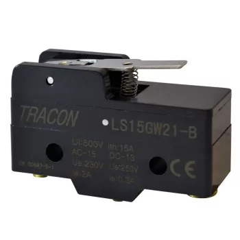   TRACON LS15GW21-B - Helyzetkapcsoló, rugószáras 1xCO, 2A/230V AC-15, 0,3A/250V DC-13, 17mm, IP00