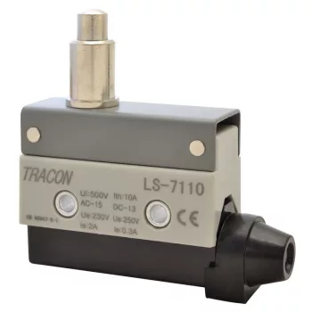   TRACON LS7110 - Helyzetkapcsoló, kúpos, ütközős 1xCO, 2A/230V AC-15, 0,3A/250V DC-13, 22mm, IP40