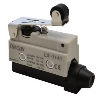   TRACON LS7141 - Helyzetkapcsoló, rugószáras-görgős 1xCO, 2A/230V AC-15, 0,3A/250V DC-13, 47mm, IP40