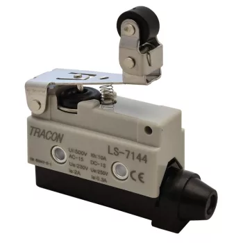   TRACON LS7144 - Helyzetkapcsoló, rugószáras-csuklógörgő 1xCO, 2A/230V AC-15, 0,3A/250V DC-13, 47mm, IP40