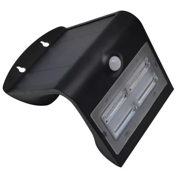   TRACON LSLBB3W - Napelemes LED fali világítótest mozgásérzékelővel, fekete 3,2 W, 4000 K, 400 lm, IP65, 3,7 V, 2 Ah