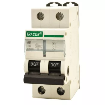   TRACON MB-2C-32 - Kismegszakító, 2 pólus, C karakterisztika 32A, 4,5 kA