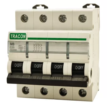   TRACON MB-4C-25 - Kismegszakító, 4 pólus, C karakterisztika 25A, 4,5 kA