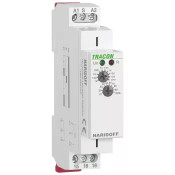   TRACON NARIDOFF - Egyfunkciós (elengedéskésleltetéses) időrelé AC/DC 12-240V, 0,1s-10d, 16A/AC1, 250VAC/24VDC