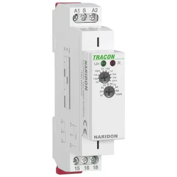   TRACON NARIDON - Egyfunkciós (meghúzáskésleltetéses) időrelé AC/DC 12-240V, 0,1s-10d, 16A/AC1, 250VAC/24VDC