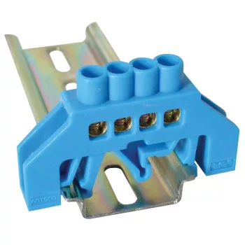   TRACON NPE-B6-4 - Szigetelt földelősín (N/PE), kék 230/400VAC, 63A, 6×9mm, 4P, IP20