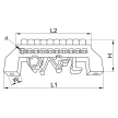 TRACON NPE-B6-4 - Szigetelt földelősín (N/PE), kék 230/400VAC, 63A, 6×9mm, 4P, IP20