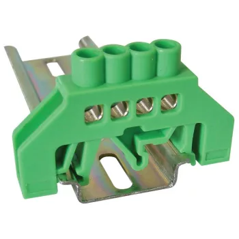   TRACON NPE-G6-4 - Szigetelt földelősín (N/PE), zöld 230/400VAC, 63A, 6×9mm, 4P, IP20
