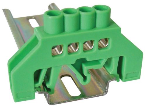 TRACON NPE-G6-4 - Szigetelt földelősín (N/PE), zöld 230/400VAC, 63A, 6×9mm, 4P, IP20