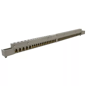   TRACON NPE-Z-38 - Szigetelt földelősín (N/PE) EDSS-18/. mod.elosztóhoz 230/400VAC, 100A, 13,7×26,6mm, L=360 mm, 38P, IP20