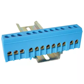   TRACON NPE-ZB - Szigetelt földelősín (N/PE), zárt, kék 230/400VAC, 63A, 6×9mm, 12P, IP20