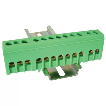   TRACON NPE-ZG - Szigetelt földelősín (N/PE), zárt,zöld 230/400VAC, 63A, 6×9mm, 12P, IP20