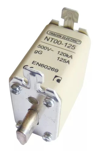 TRACON NT00-63 - Késes biztosító Un=500V AC, 63A, 00, 120kA/500VAC, gG