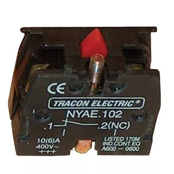   TRACON NYAE102 - Érintkező-egység fémalapra szerelt nyomógombokhoz 1×NC, 3 A/400 V