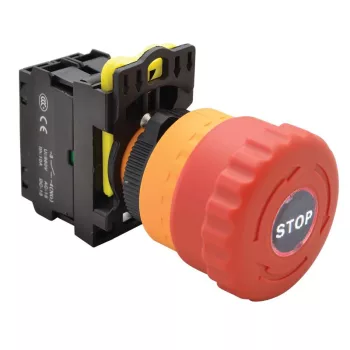   TRACON NYG3-ETLR - Vészgomb, világító, reteszelt,piros 1×NC, 5A/230V AC-15, 40mm, IP65, LED 230V AC/DC